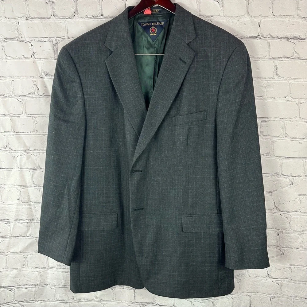 Tommy Hilfiger Gray wool Sport Coat suit jacket Classic Design sz 46R